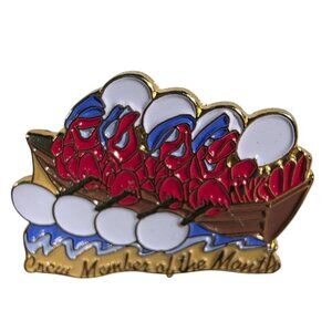 Crew Member Of The Month Pin Lobsters Design Gold Metal Enamel